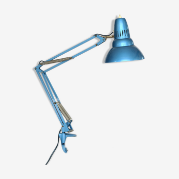 Lampe d’architecte bleu métallisé Luxo L-2 de Jac Jakobsen pour Luxo Norvège des années 1960