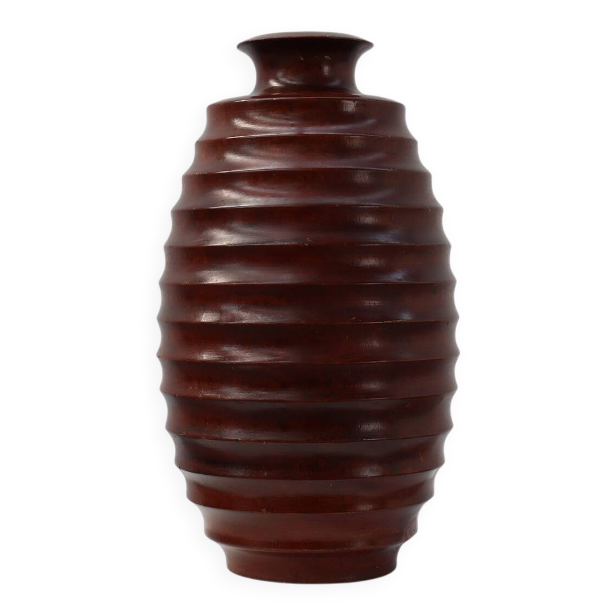 Large French turned wood vase in Art Deco style, ca. 1925