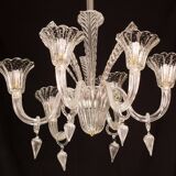 Extraordinary Art Decò Barovier e Toso Chandelier, Murano “Bubble” Glass, 1940s