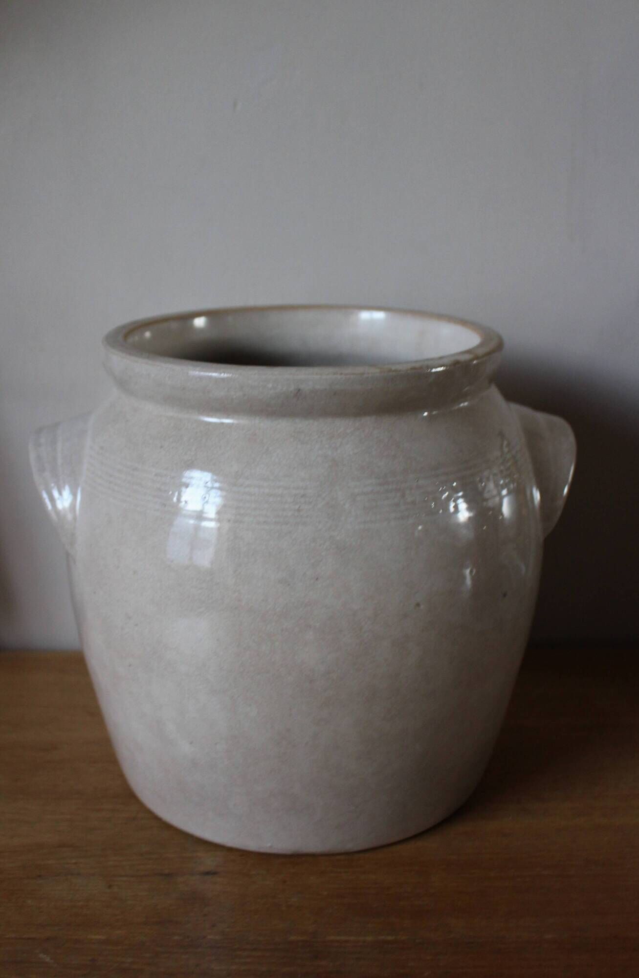 Vase garden pot glazed stoneware with two handles