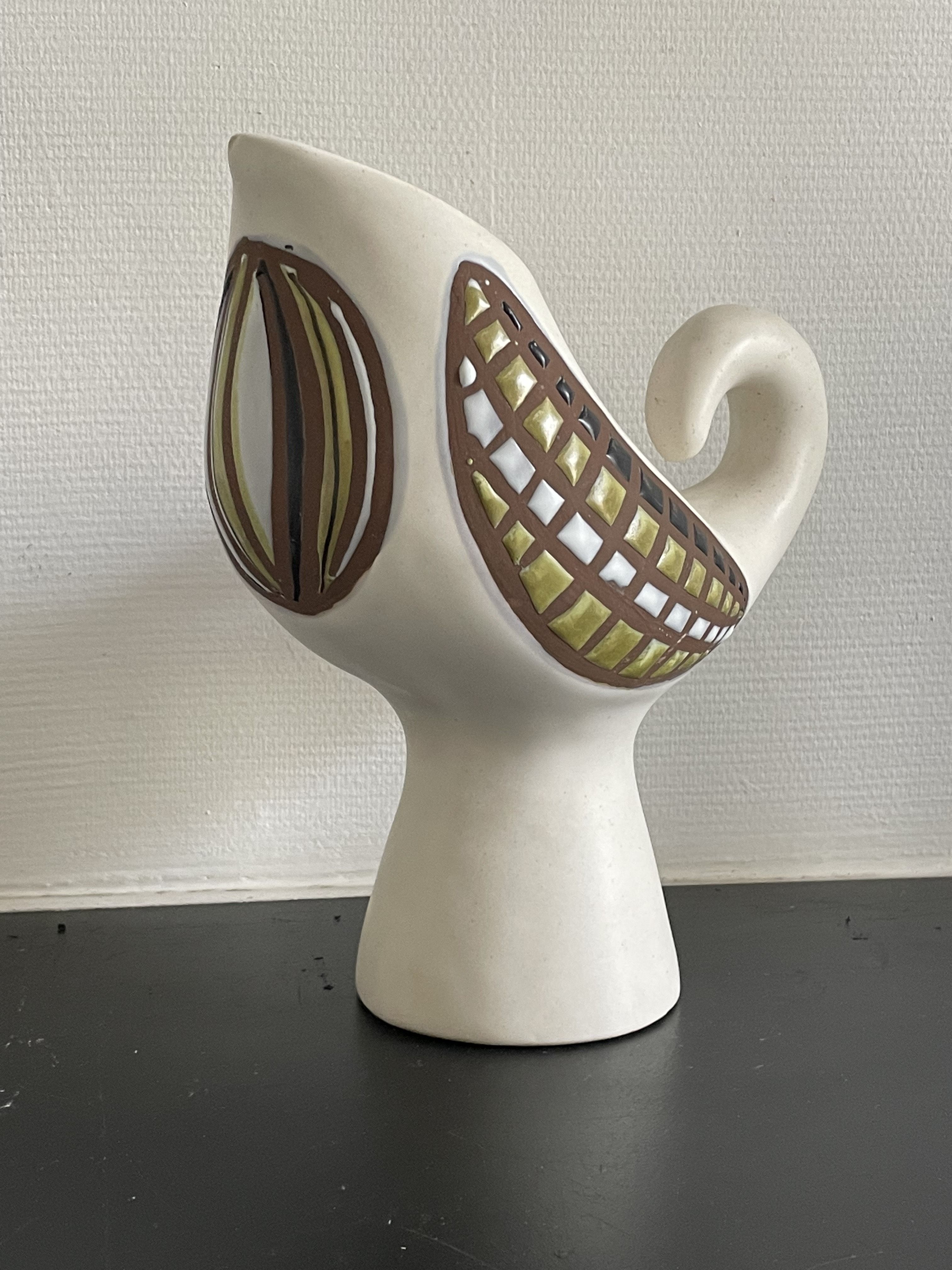 Rare zoomorphic ceramic “Bird” vase by Roger Capron, Vallauris, circa 1950