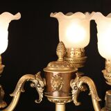 Superb 3-armed light fixture in gilded bronze
