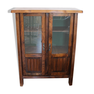 Brutalist-style elm bookcase/cabinet by Olavi Hanninen