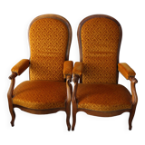 Pair of Voltaire rack and pinion armchairs