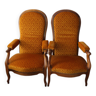 Pair of Voltaire rack and pinion armchairs