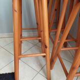 Set of 6 pine bar stools
