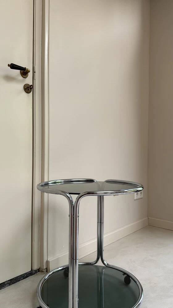 Vintage round chrome trolley / serving cart