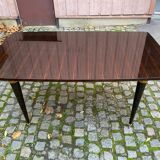 Table à manger scandinave bois massif et palissandre effet acajou