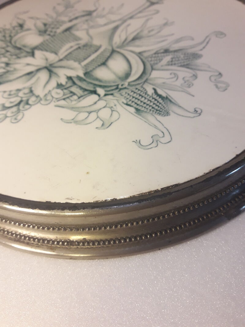 Coaster 21,8cm earthenware mounted on metal