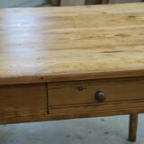 Old canteen in pine table