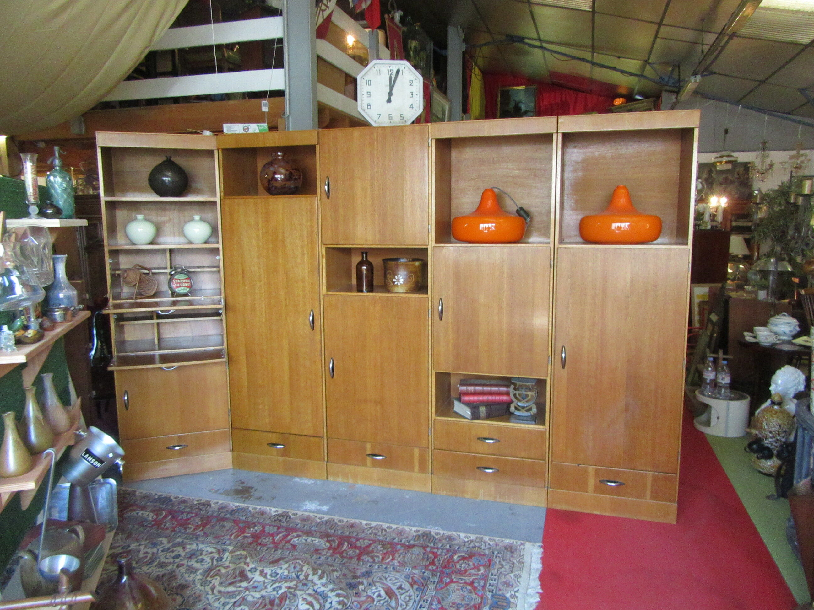 Meuble modulable de bureau ou de salon plaqué chêne des années 1960