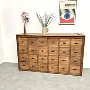 Craftsman's cabinet with 24 drawers in solid pine, 1950s.