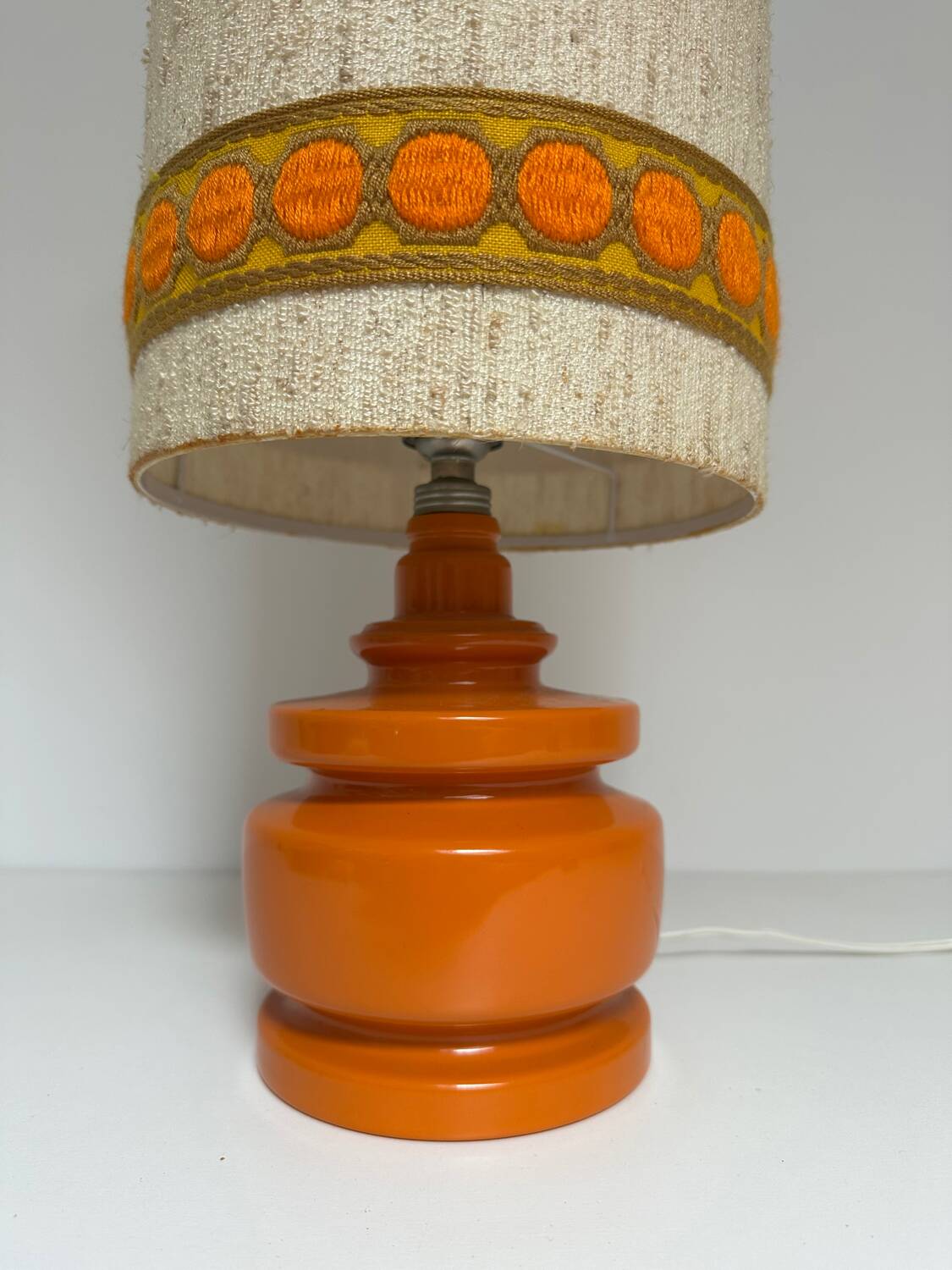 1970s vintage orange ceramic table lamp