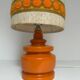 1970s vintage orange ceramic table lamp