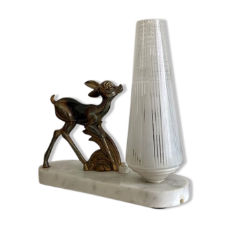 Marble table lamp, gold metal and glass