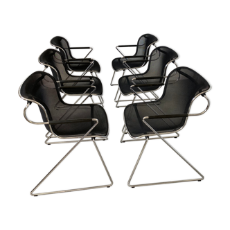 Set of 6 chairs "Penelope" by Charles Pollock for Castelli design year 1980