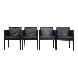 Chaises en cuir noir - 1980