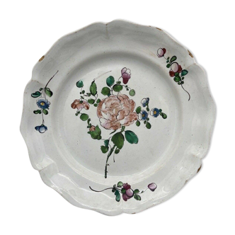 Faience des islettes assiette fin XVIIIeme debut XIXeme decor floral