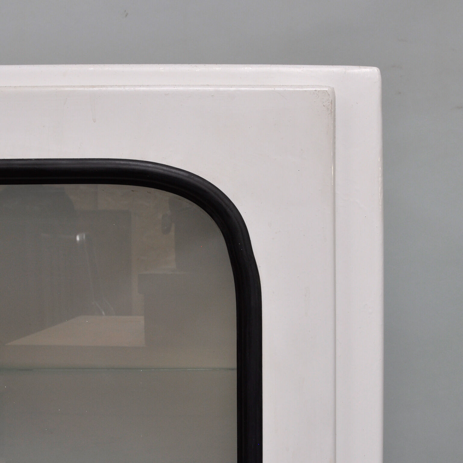 Vintage iron and glass medical cabinet of the 1970s