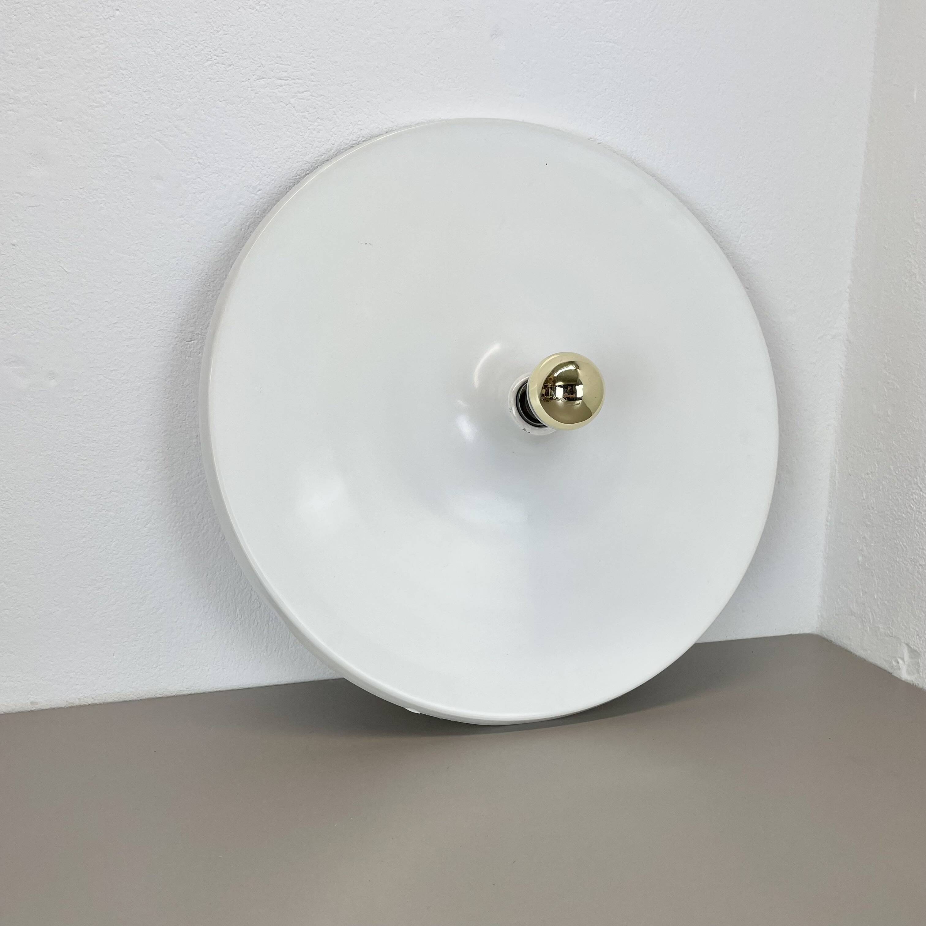 Rare white 52cm Disc Wall Light by Honsel, Germany 1970s