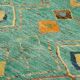 Handwoven Turkish Rustic 202 cm x 300 cm Turquoise Wool Carpet