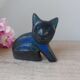 Mexican vintage black clay pottery cat sculpture figurine