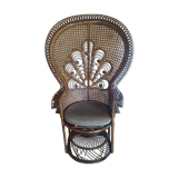 Emmanuelle rattan armchair from the 70s, Peacock model