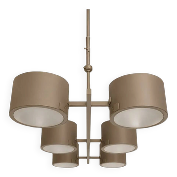 Grey metal Sputnik chandelier Stilnovo Lelli Style with 6 arms Italian