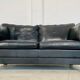 Vintage retro danish mogens hansen 2 person black leather sofa