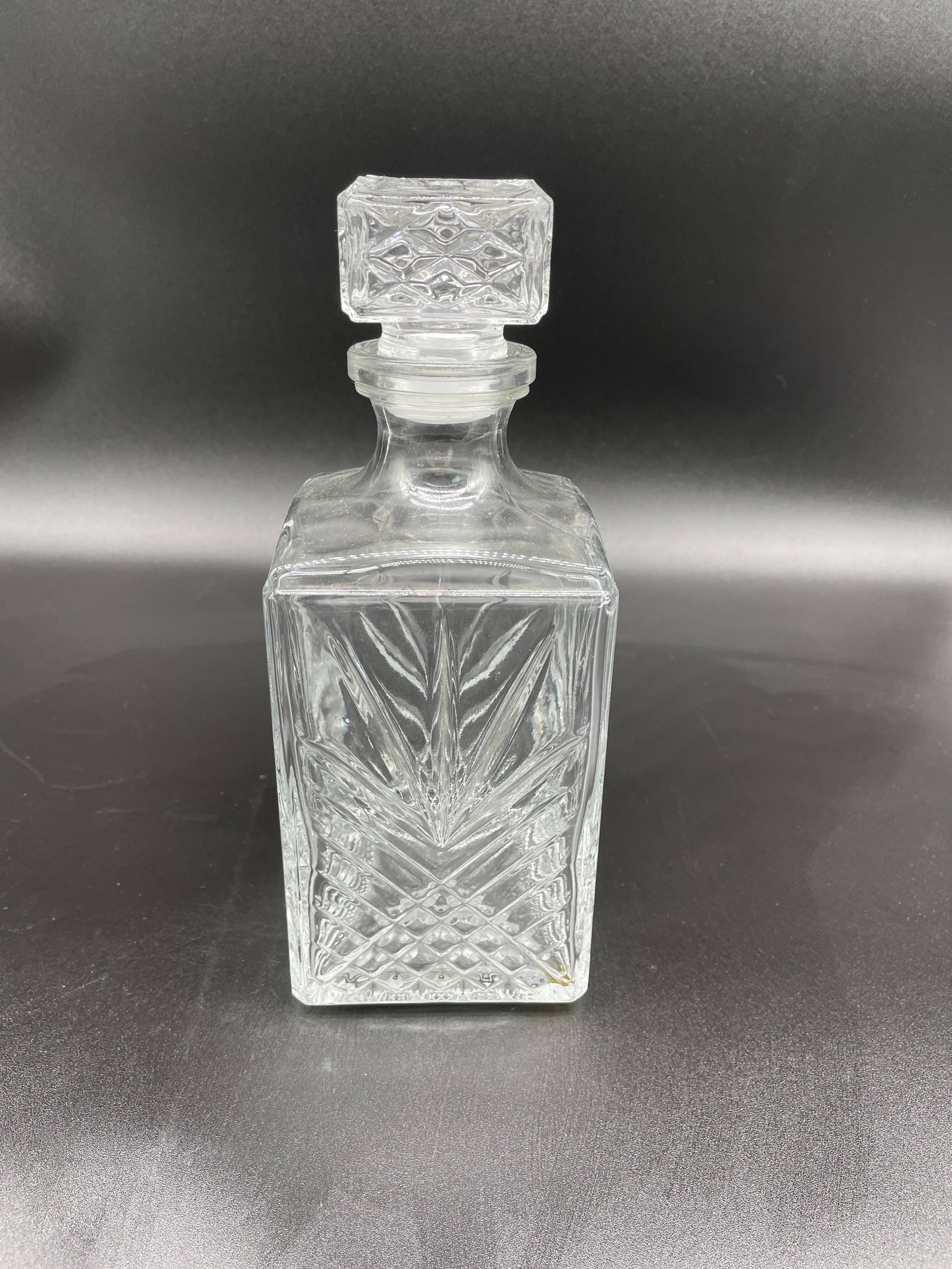 Vintage, whisky decanter, bottle, pitcher, cork, diamond décor, vegetable, 1960s, 1970s, Italy