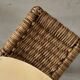 Solid oak stool with woven hemp seat by Audoux Minnet.