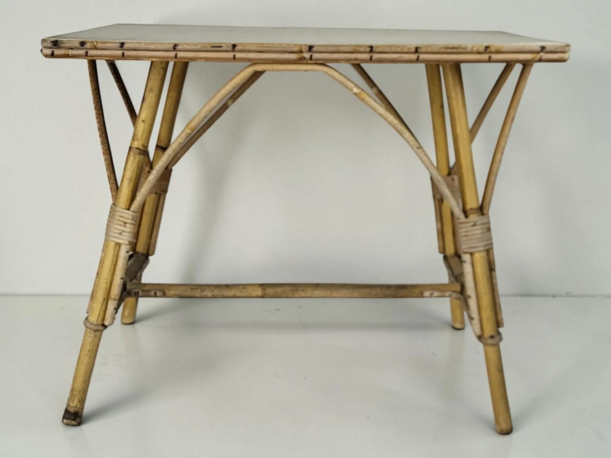 Side table / coffee table in rattan and bamboo, 1960s