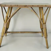 Table d’appoint / table basse en rotin et bambou, 1960's
