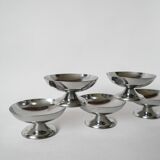 set of 5 designer stainless steel bowls 1970 9 x 5 cm