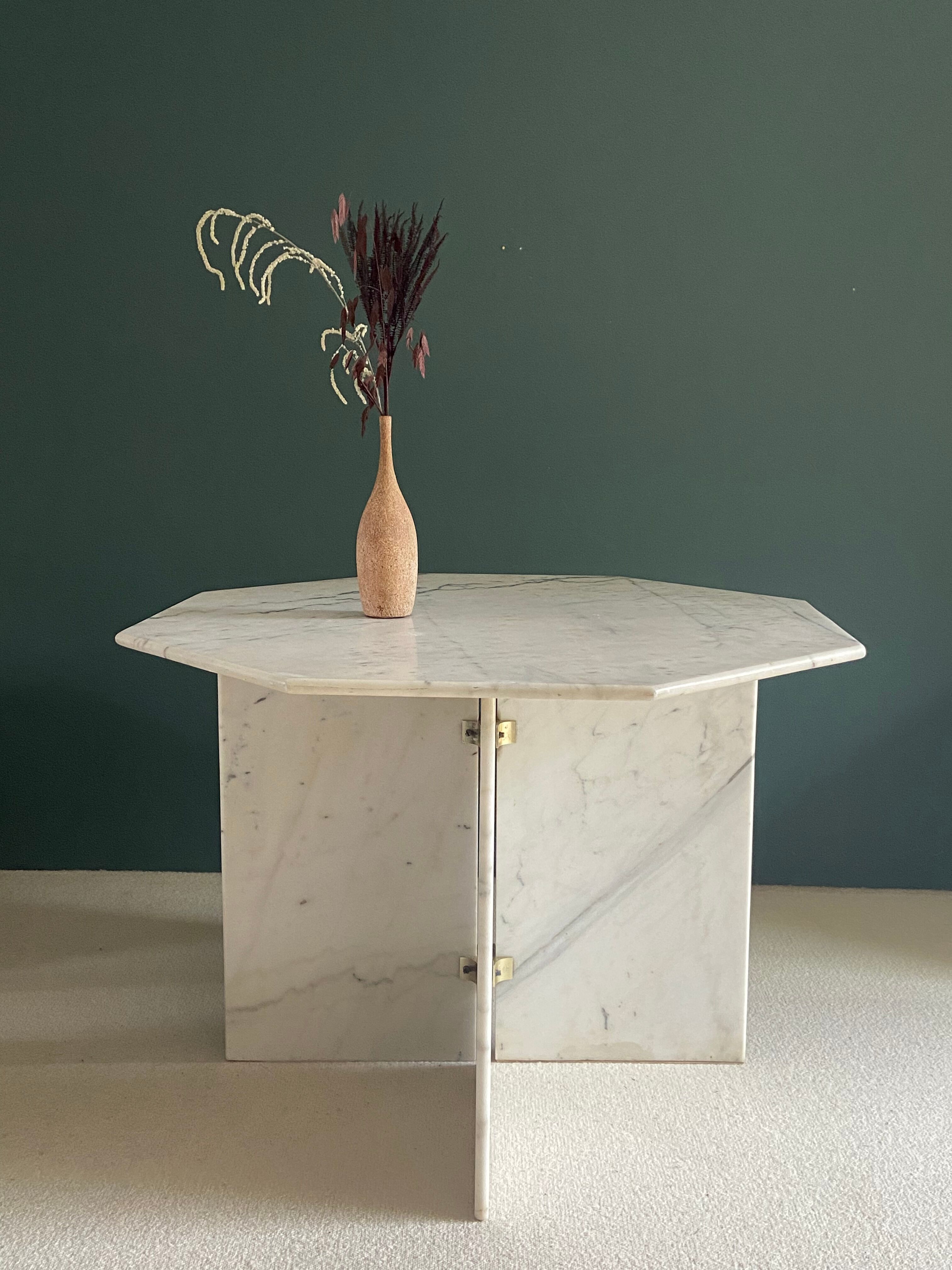 Dining table, hexagonal marble console c.1970