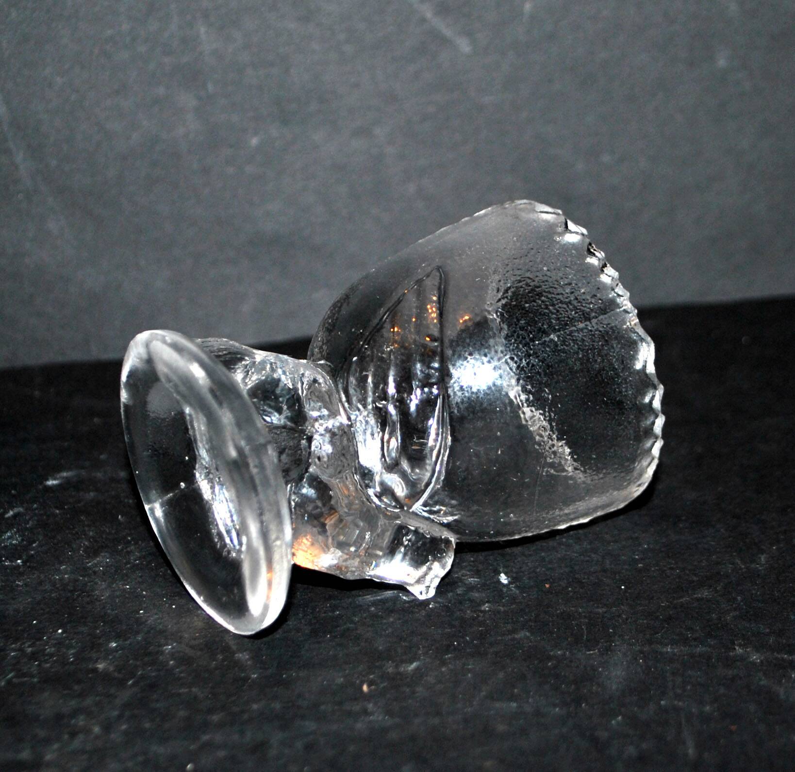 Vintage Portieux Molded Glass Chicken Egg Cup Easter Hen