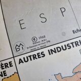 Carte de France pédagogique réversible, MDI, 1968, "Industries métallurgiques", "Sources d'énergie"