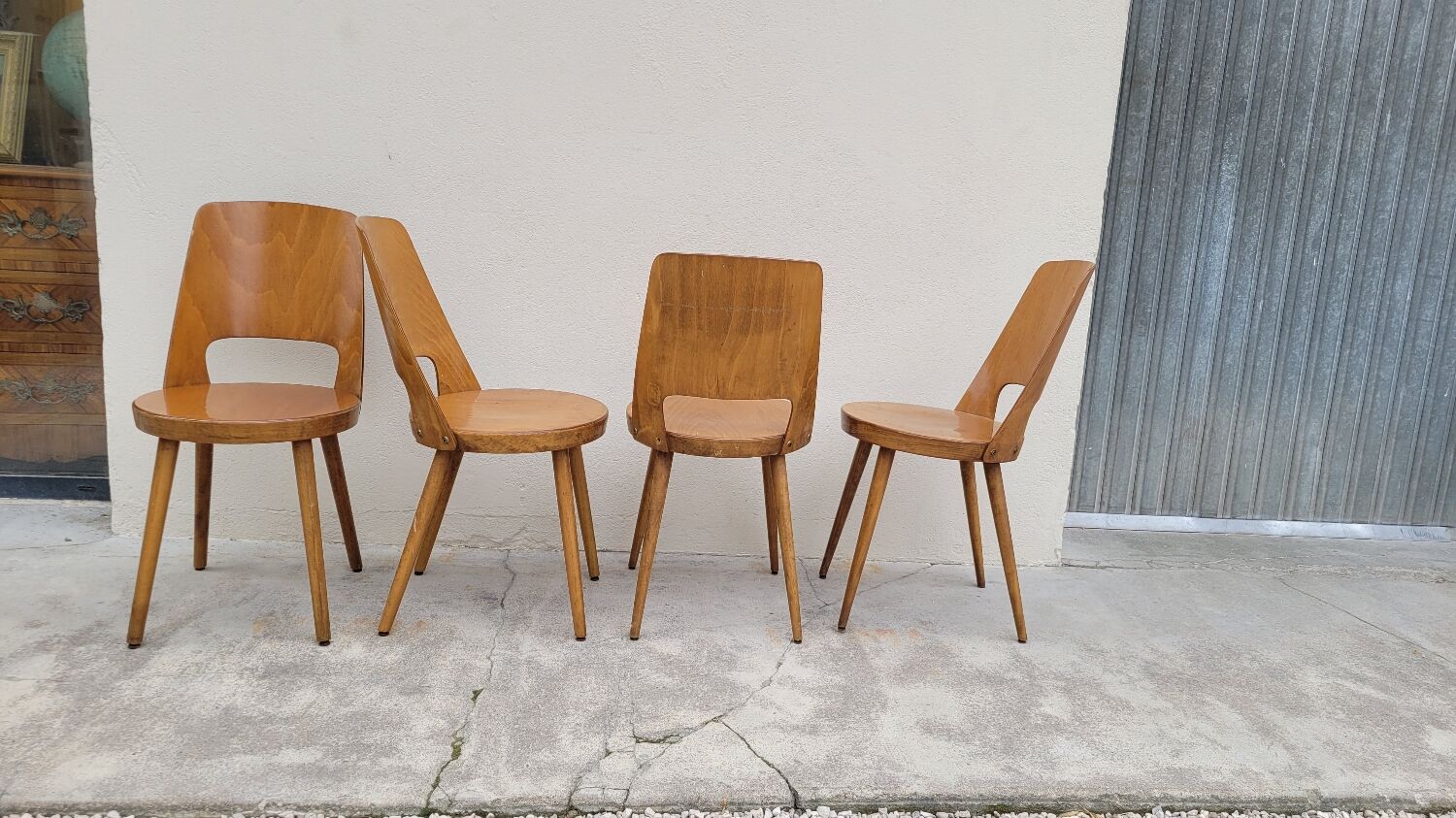 Series of 4 Baumann bistro chairs model Mondor 1950 vintage