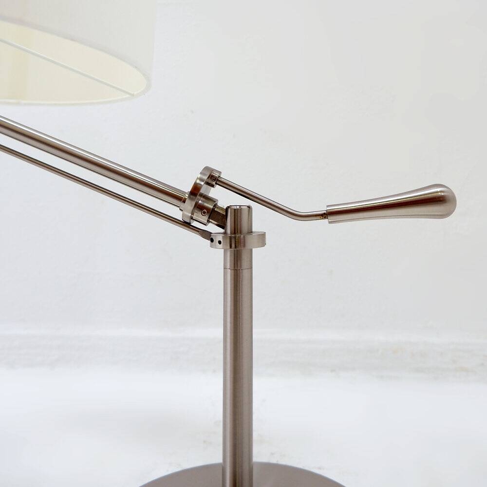 Pair of brushed steel table lamps with adjustable tilt - United Kingdom