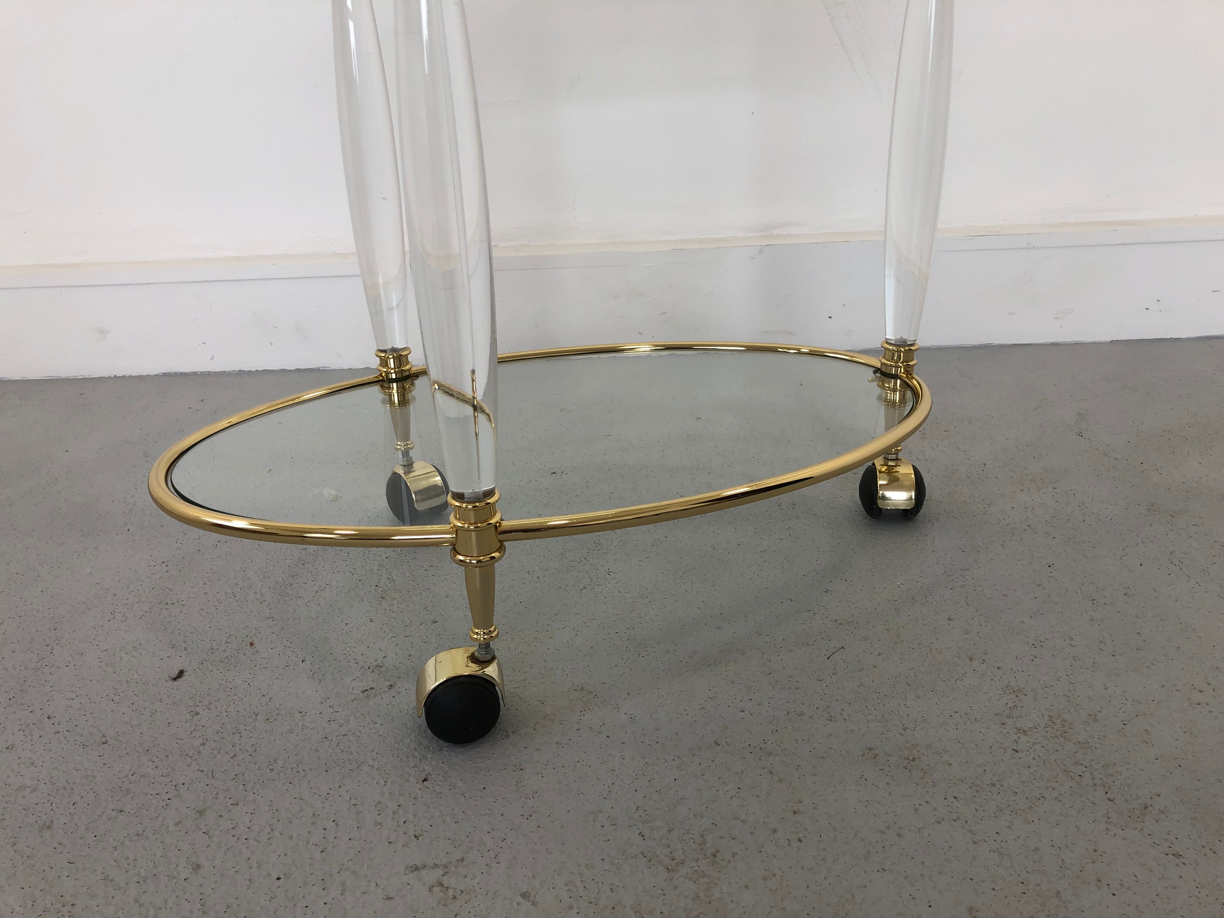 Chariot de chariot de chariot italien en laiton et en verre, années 1970