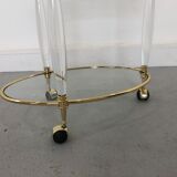 Italian Brass & Glass Bar Serving Cart Trolley, 1970s