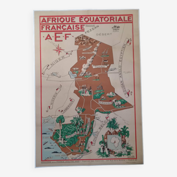 Affiche vintage Afrique équatoriale Française 1950 par Léo Craste
