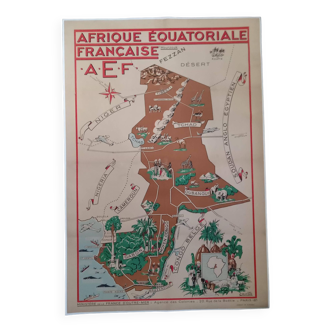 Affiche vintage Afrique équatoriale Française 1950 par Léo Craste