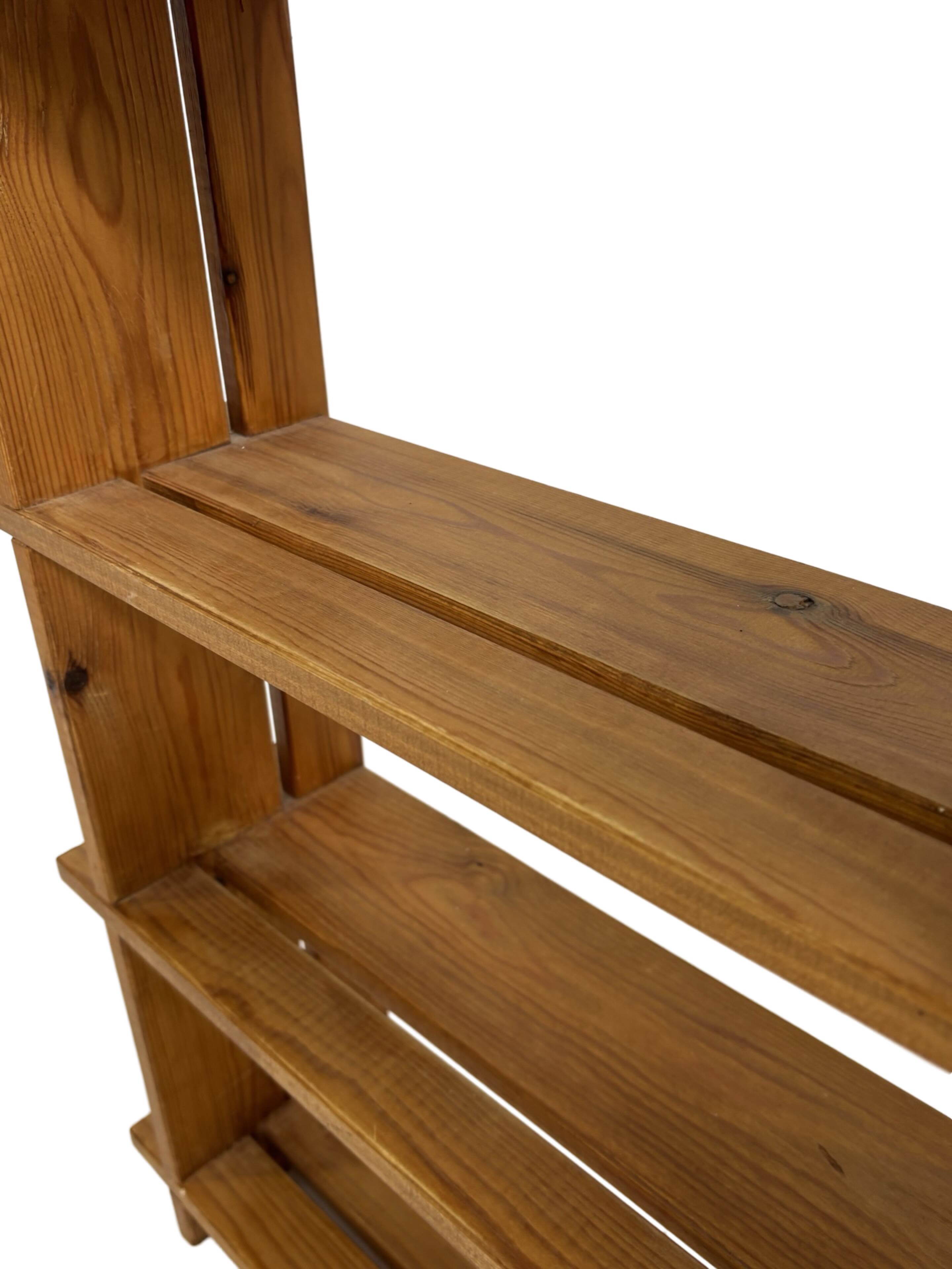 Vintage Wall shelf rack Pine wood 70s design