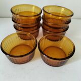 Set of 8 Duralex amber-colored ramekins
