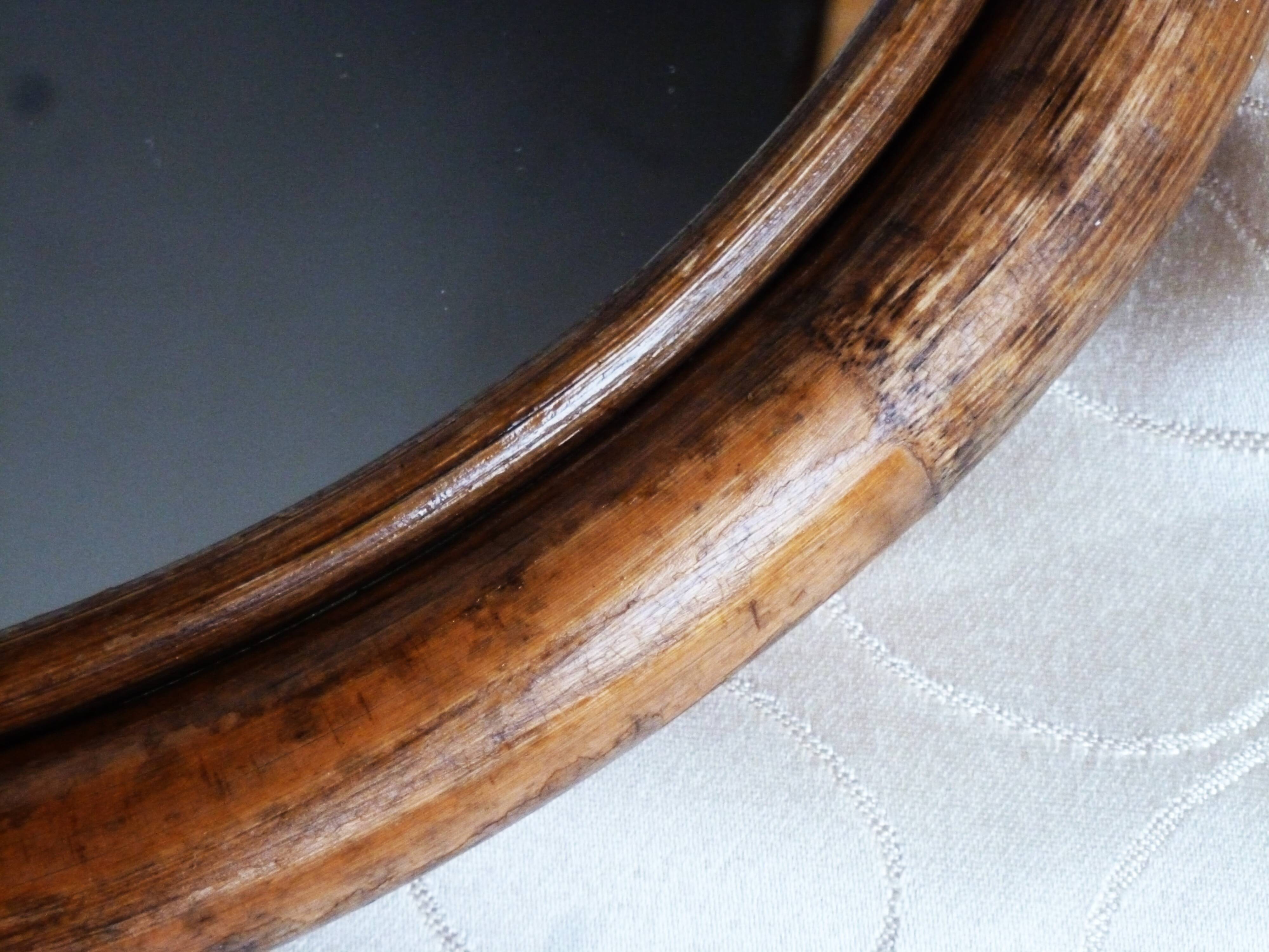 Bamboo oval mirror 55.5X34 cm - vintage bamboo wall mirror.
