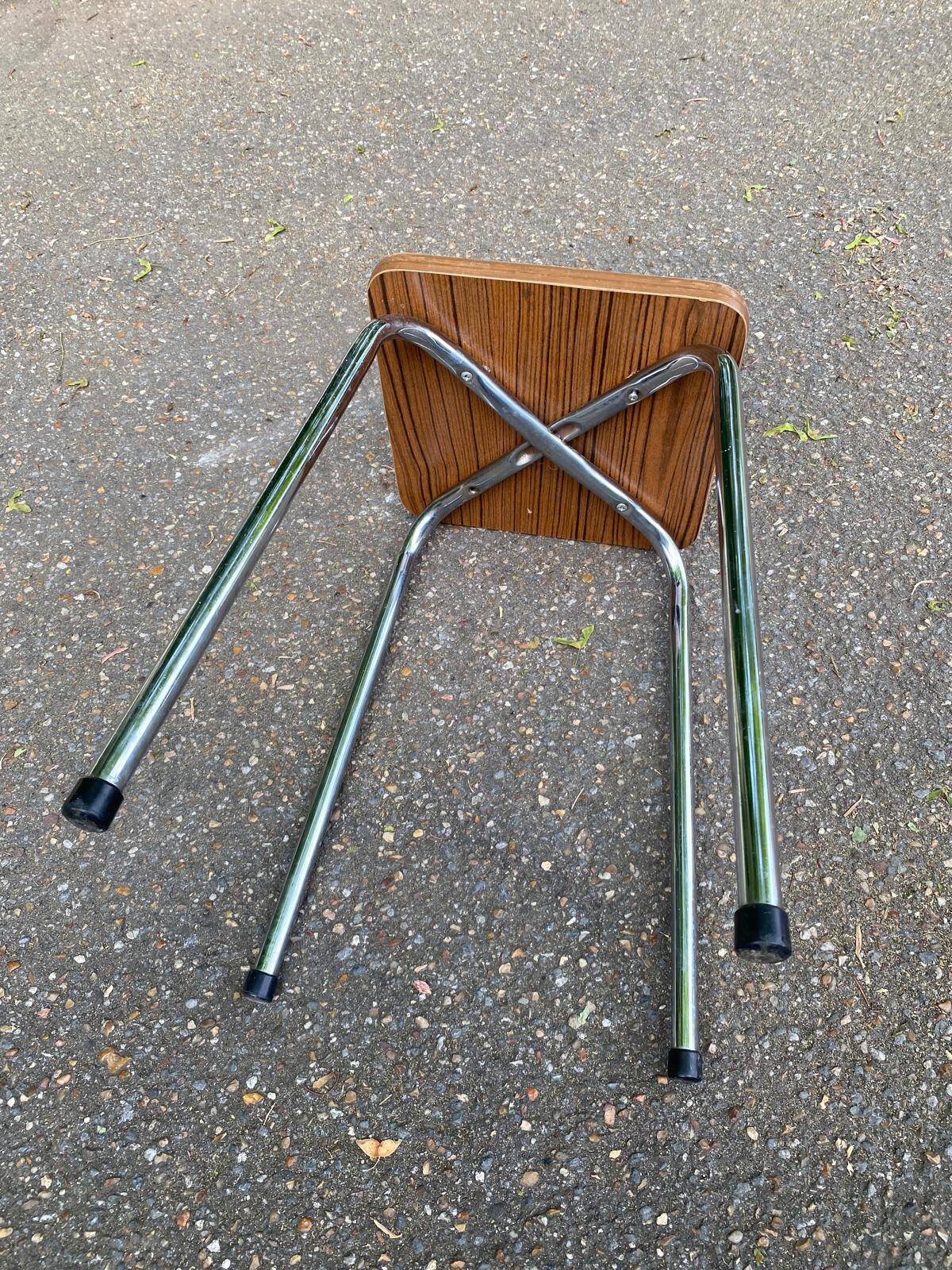 80s wood effect formica stool