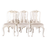 Set of six dining chairs - Neo Rococo style - white painted with decorative details - 1920s