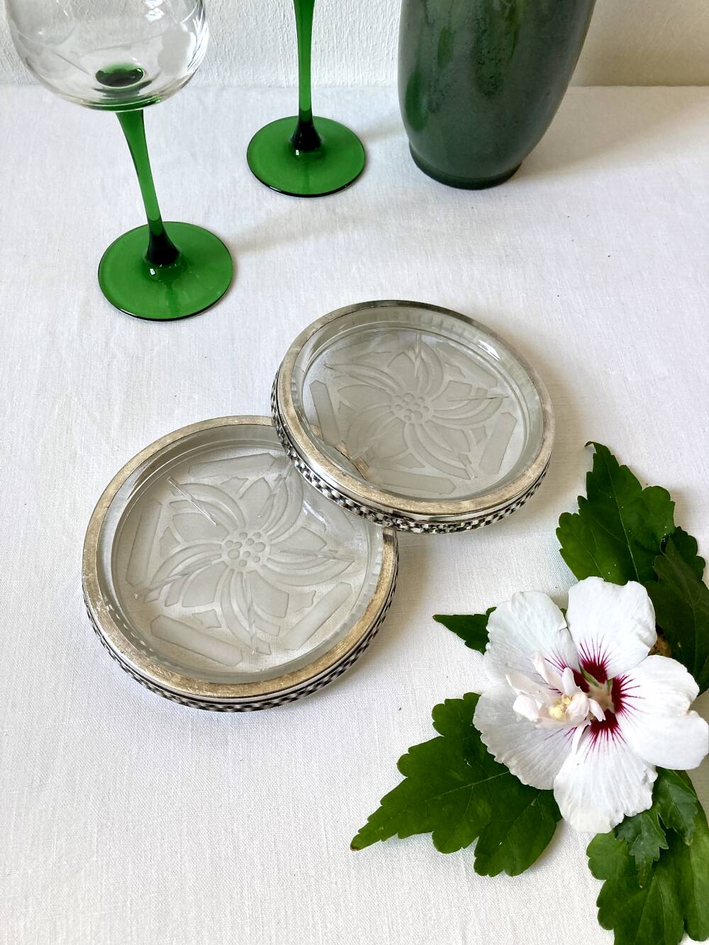 Pair of Art Deco coasters, 1930s