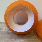 duo of Abat jour in vintage orange opaline glass
